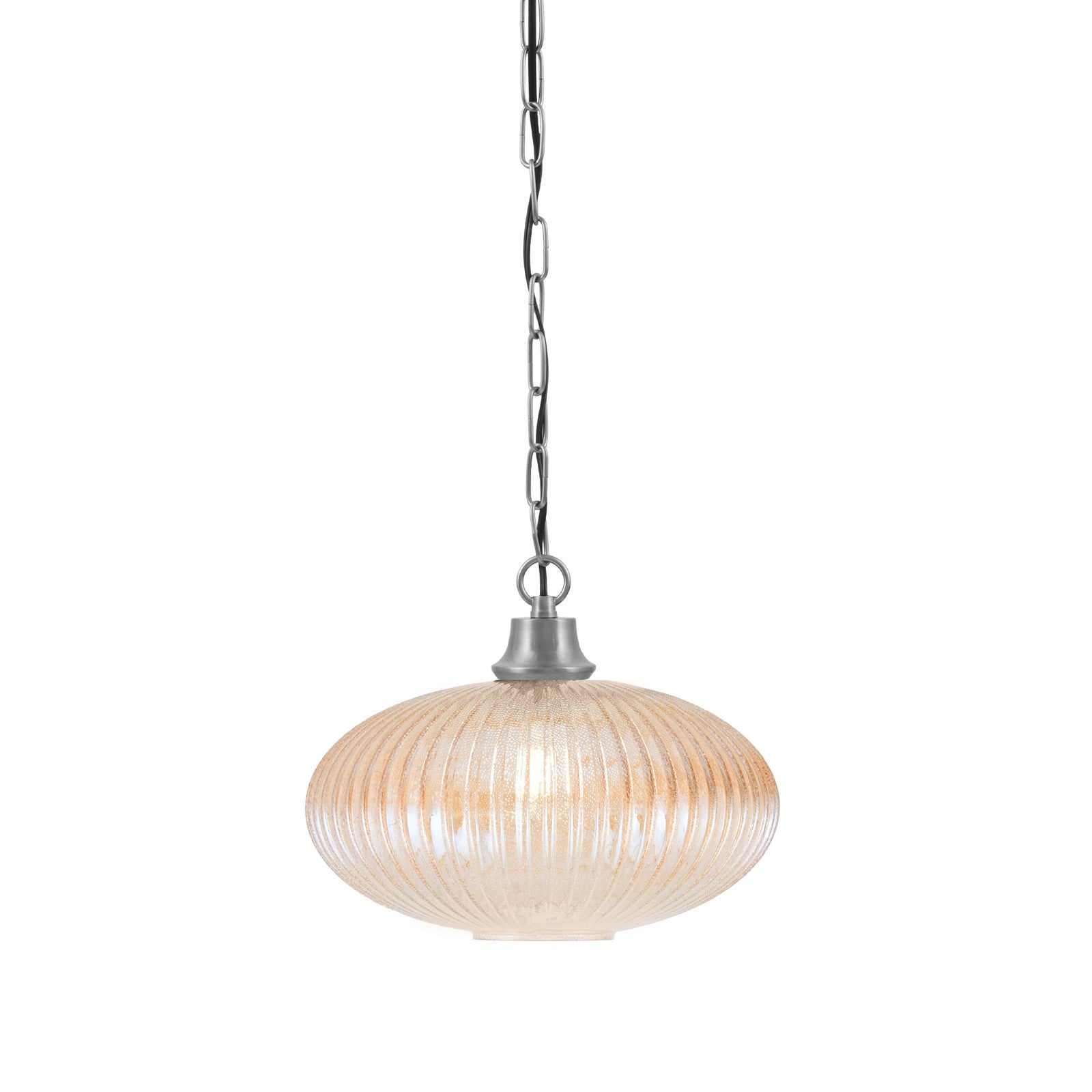 Toltec Chain 12in 1-Light Pendant | Industrial Graphite Steel and Amber Micro Bubble Ribbed Glass | Kitchen Island & Dining Room | 12 x 9.75 in | Model 31-GP-4653