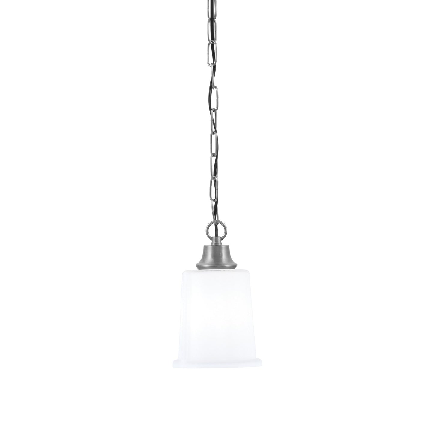 Toltec Chain 5.25in 1-Light Pendant | Modern Graphite Steel and White Opal Glass | Kitchen Island & Dining Room | 5.25 x 8.75 in | Model 31-GP-5031