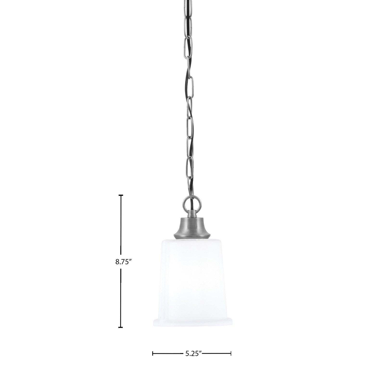 Toltec Chain 5.25in 1-Light Pendant | Modern Graphite Steel and White Opal Glass | Kitchen Island & Dining Room | 5.25 x 8.75 in | Model 31-GP-5031