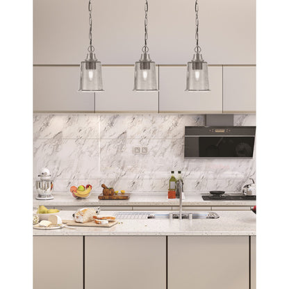 Toltec Chain Collection 5.25in 1-Light Pendant | Industrial Graphite Steel and Smoke Bubble Glass | Kitchen Island & Dining Room | Model 31-GP-5032