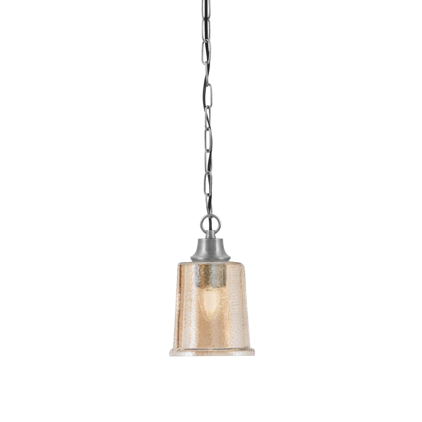 Toltec Chain Collection 5.25in 1-Light Pendant | Industrial Graphite Steel and Amber Bubble Glass | Kitchen Island & Dining Room | Model 31-GP-5033