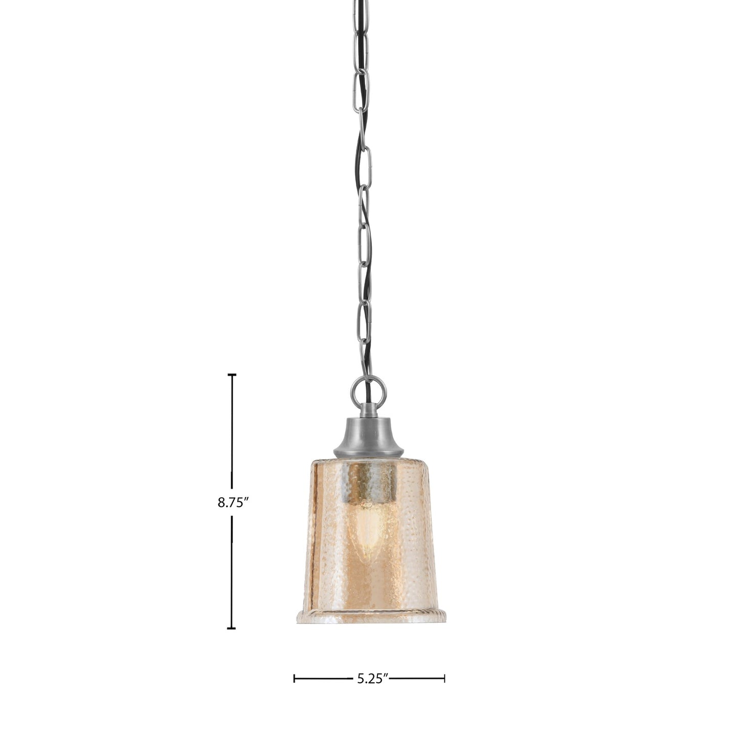 Toltec Chain Collection 5.25in 1-Light Pendant | Industrial Graphite Steel and Amber Bubble Glass | Kitchen Island & Dining Room | Model 31-GP-5033