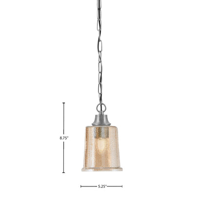 Toltec Chain Collection 5.25in 1-Light Pendant | Industrial Graphite Steel and Amber Bubble Glass | Kitchen Island & Dining Room | Model 31-GP-5033
