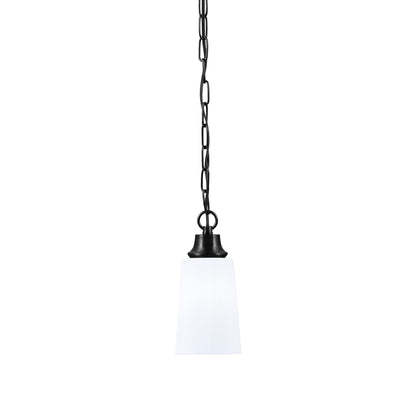 Toltec Chain Collection 4.5in 1-Light Pendant | Modern Matte Black Steel and White Opal Glass | Kitchen Island & Dining Room | 4.5 x 4.5 x 9.5 in | Model 31-MB-261