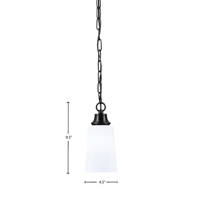 Toltec Chain Collection 4.5in 1-Light Pendant | Modern Matte Black Steel and White Opal Glass | Kitchen Island & Dining Room | 4.5 x 4.5 x 9.5 in | Model 31-MB-261