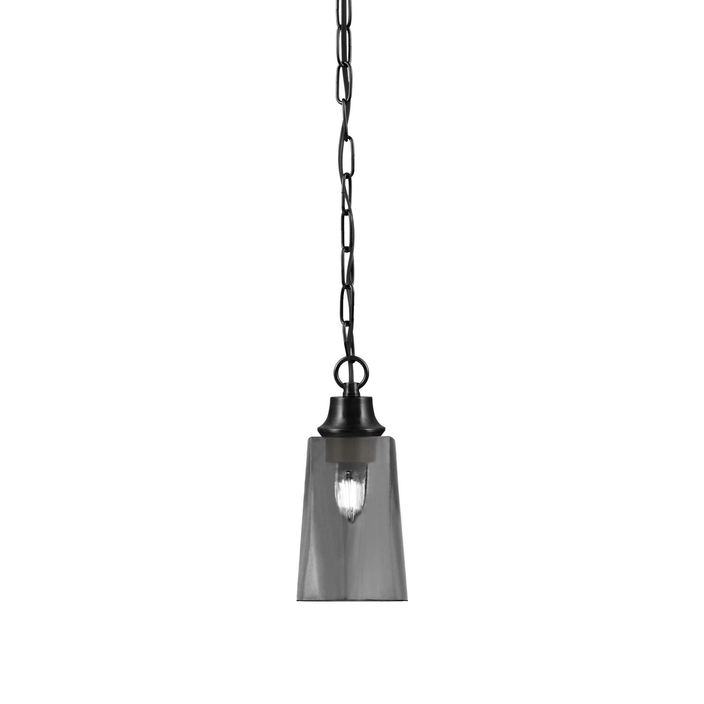 Toltec Chain Collection 4.5in 1-Light Pendant | Modern Matte Black Steel and Smoke Bubble Glass | Kitchen Island & Dining Room | 4.5 x 4.5 x 9.5 in | Model 31-MB-262