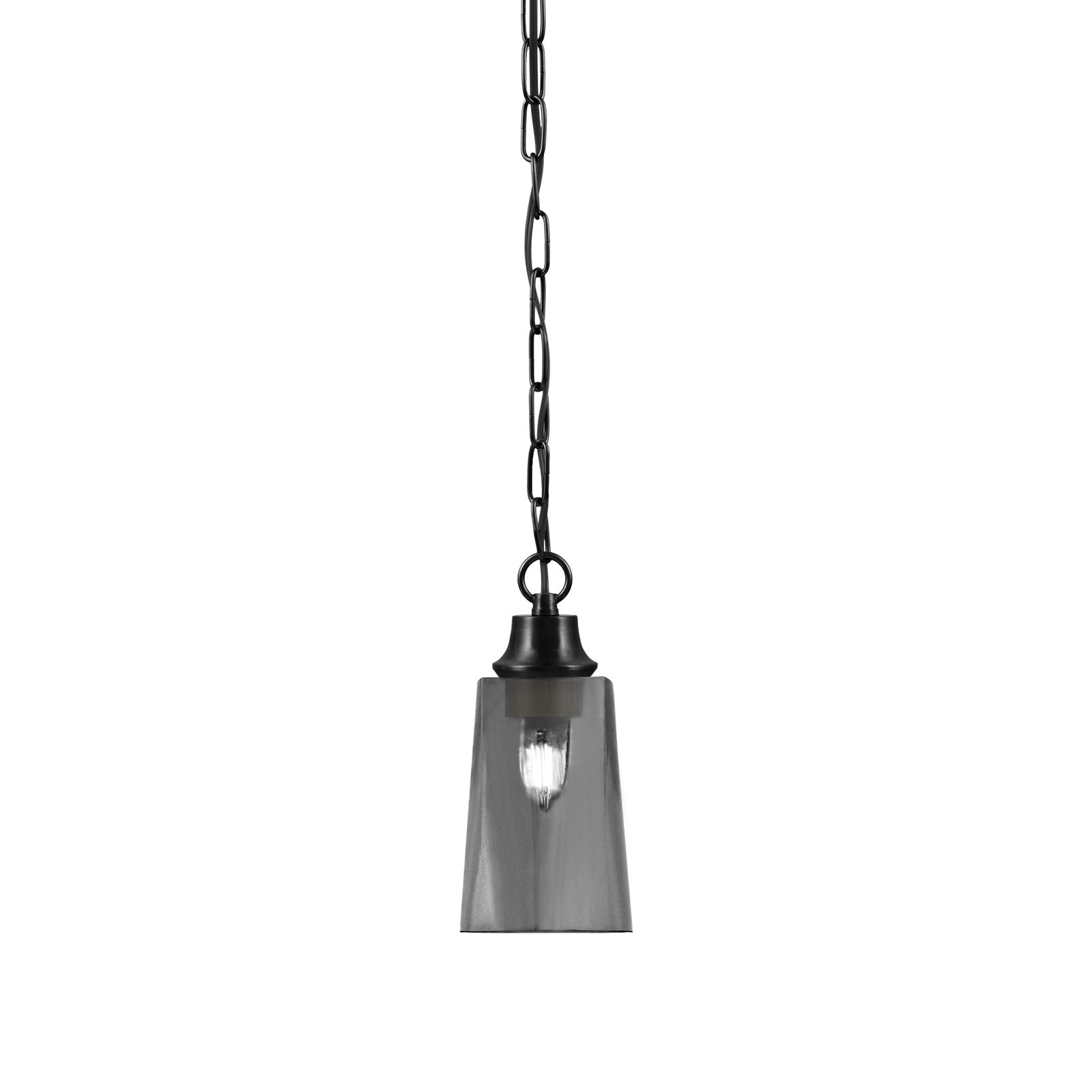 Toltec Chain Collection 4.5in 1-Light Pendant | Modern Matte Black Steel and Smoke Bubble Glass | Kitchen Island & Dining Room | 4.5 x 4.5 x 9.5 in | Model 31-MB-262