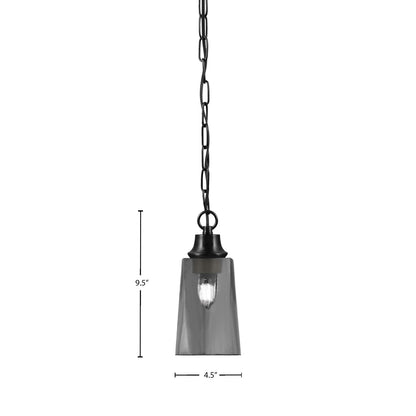 Toltec Chain Collection 4.5in 1-Light Pendant | Modern Matte Black Steel and Smoke Bubble Glass | Kitchen Island & Dining Room | 4.5 x 4.5 x 9.5 in | Model 31-MB-262