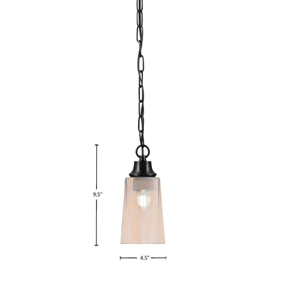 Toltec Chain 4.5in 1-Light Pendant | Industrial Matte Black Steel and Amber Gradient Glass | Kitchen Island & Dining Room | 4.5 x 9.5 in | Model 31-MB-263