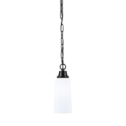 Toltec Chain 5.25in 1-Light Pendant | Industrial Matte Black Steel and White Opal Glass | Kitchen Island & Dining Room | 5.25 x 12.75 in | Model 31-MB-291