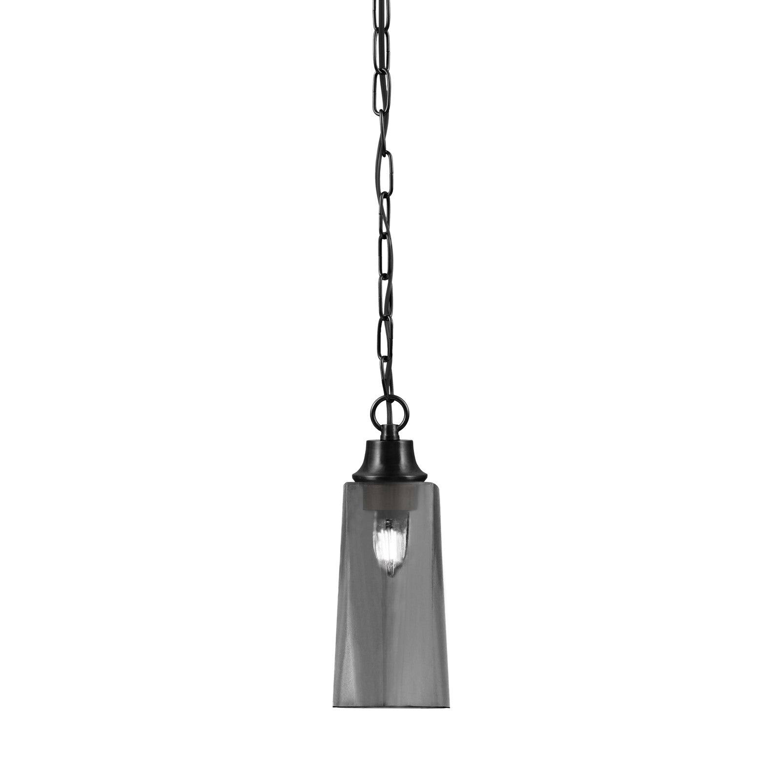 Toltec Chain 5.25in 1-Light Pendant | Industrial Matte Black Steel and Smoke Bubble Glass | Kitchen Island & Dining Room | 5.25 x 12.75 in | Model 31-MB-292