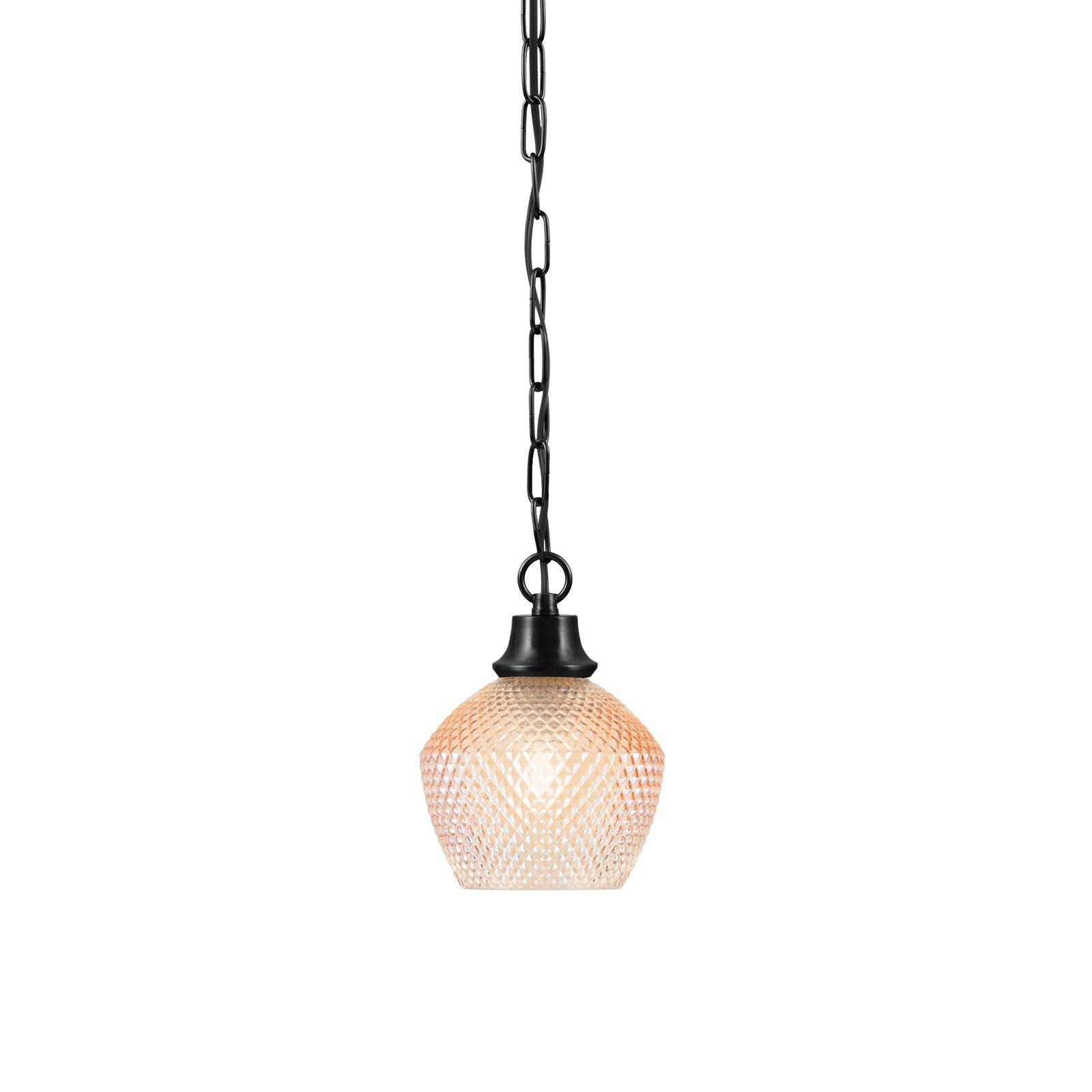 Toltec Chain 6in 1-Light Pendant | Industrial Matte Black Steel and Amber Textured Glass | Kitchen Island & Dining Room | 6 x 8.5 in | Model 31-MB-4623