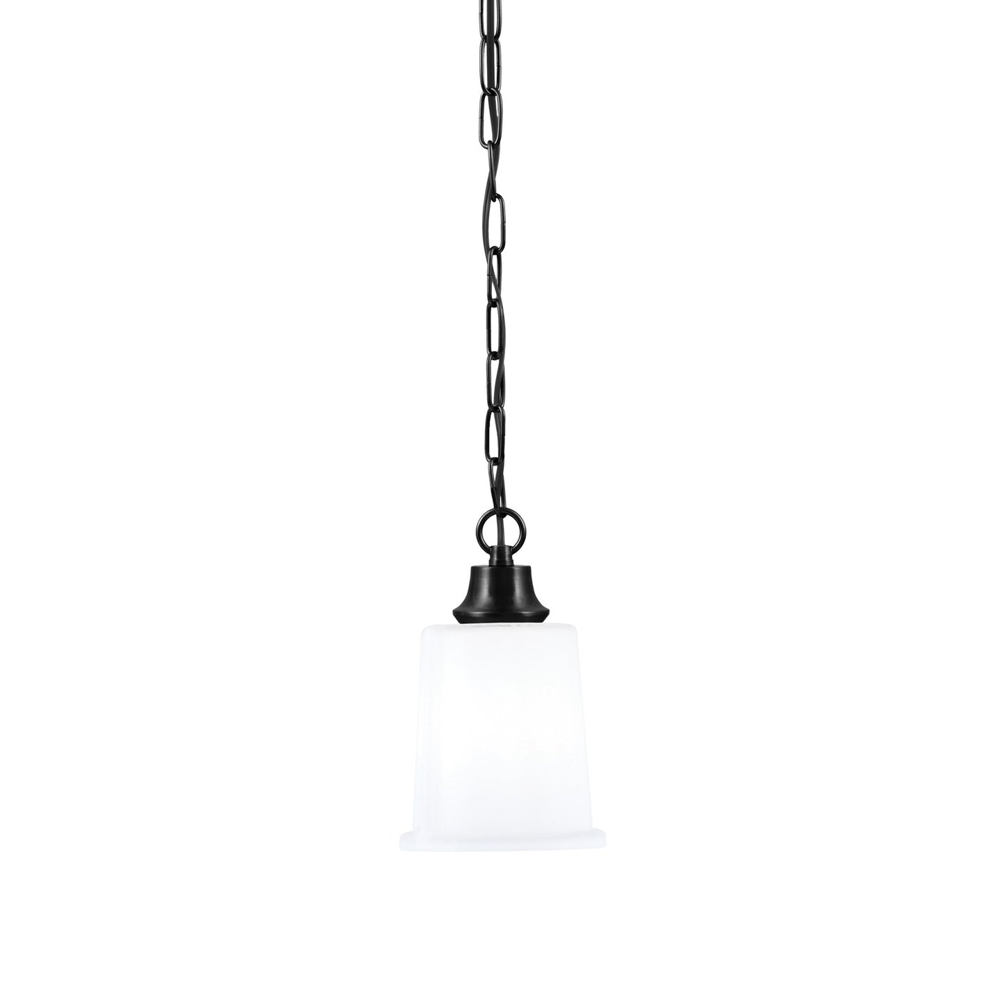 Toltec Chain 5.25in 1-Light Pendant | Modern Matte Black Steel and White Opal Glass | Kitchen Island & Dining Room | 5.25 x 5.25 x 8.75 in | Model 31-MB-5031
