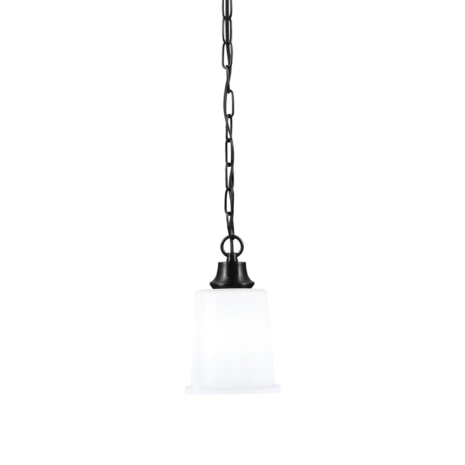 Toltec Chain 5.25in 1-Light Pendant | Modern Matte Black Steel and White Opal Glass | Kitchen Island & Dining Room | 5.25 x 5.25 x 8.75 in | Model 31-MB-5031