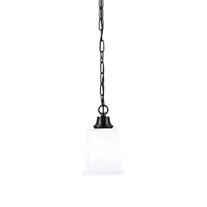 Toltec Chain 5.25in 1-Light Pendant | Modern Matte Black Steel and White Opal Glass | Kitchen Island & Dining Room | 5.25 x 5.25 x 8.75 in | Model 31-MB-5031