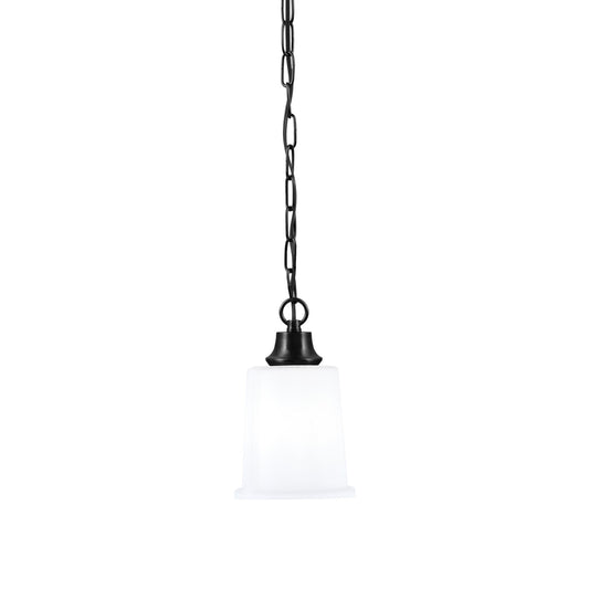 Toltec Chain 5.25in 1-Light Pendant | Modern Matte Black Steel and White Opal Glass | Kitchen Island & Dining Room | 5.25 x 5.25 x 8.75 in | Model 31-MB-5031