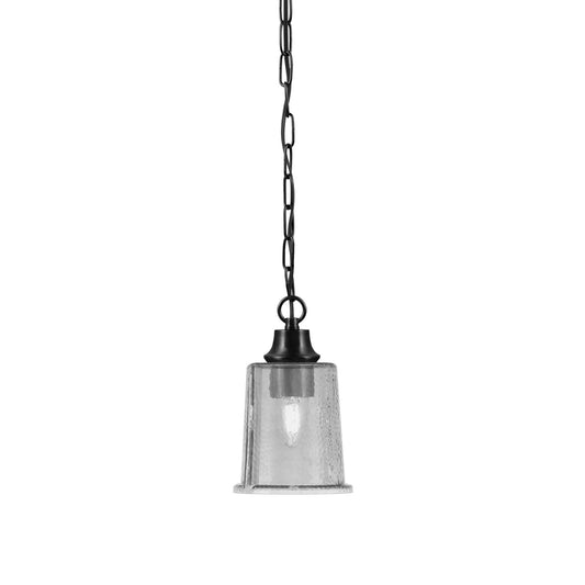 Toltec Chain 5.25in 1-Light Pendant | Modern Matte Black Steel and Smoke Bubble Glass | Kitchen Island & Dining Room | 5.25 x 5.25 x 8.75 in | Model 31-MB-5032