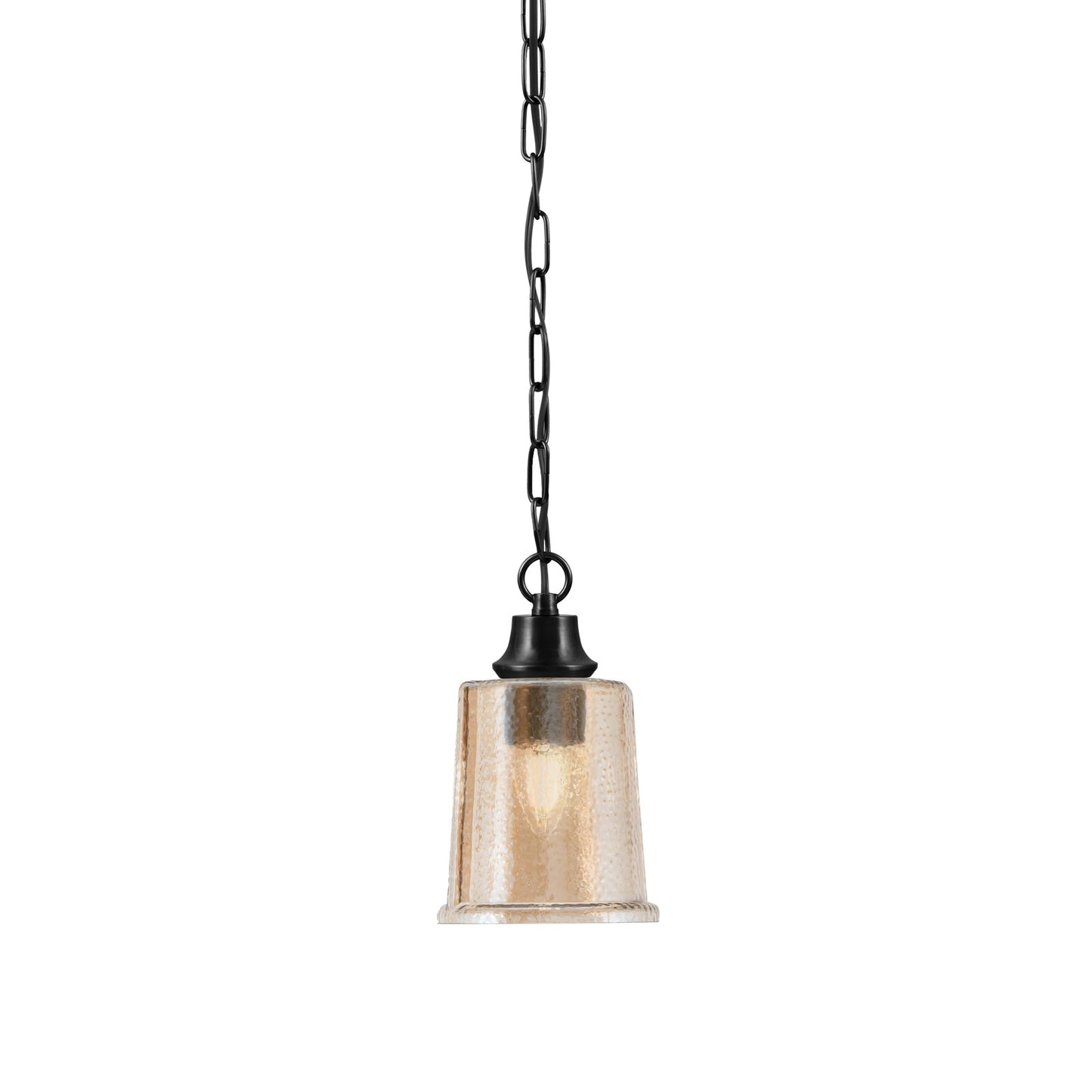 Toltec Chain 5.25in 1-Light Pendant | Modern Matte Black Steel and Amber Bubble Glass | Kitchen Island & Dining Room | 5.25 x 5.25 x 8.75 in | Model 31-MB-5033