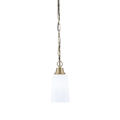 Toltec Chain 4.5in 1-Light Pendant | New Age Brass Steel and White Opal Glass | Kitchen Island & Dining Room | 4.5 x 4.5 x 9.5 in | Model 31-NAB-261