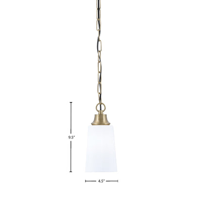 Toltec Chain 4.5in 1-Light Pendant | New Age Brass Steel and White Opal Glass | Kitchen Island & Dining Room | 4.5 x 4.5 x 9.5 in | Model 31-NAB-261