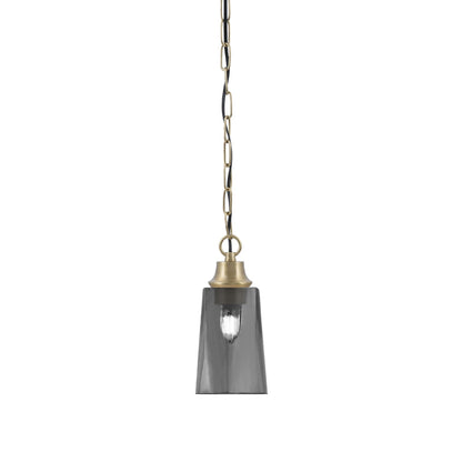 Toltec Chain 4.5in 1-Light Pendant | New Age Brass Steel and Smoke Bubble Glass | Kitchen Island & Dining Room | 4.5 x 4.5 x 9.5 in | Model 31-NAB-262
