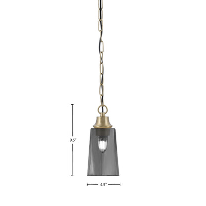 Toltec Chain 4.5in 1-Light Pendant | New Age Brass Steel and Smoke Bubble Glass | Kitchen Island & Dining Room | 4.5 x 4.5 x 9.5 in | Model 31-NAB-262