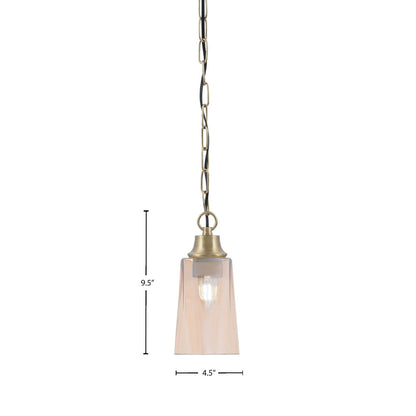 Toltec Chain 4.5in 1-Light Pendant | New Age Brass Steel and Amber Gradient Glass | Kitchen Island & Dining Room | 4.5 x 4.5 x 9.5 in | Model 31-NAB-263