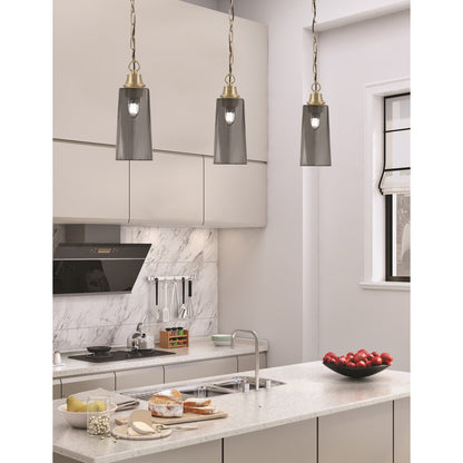 Toltec Chain 5in 1-Light Pendant | New Age Brass Steel and Smoke Bubble Glass | Kitchen Island & Dining Room | 5.25 x 5.25 x 12.75 in | Model 31-NAB-292
