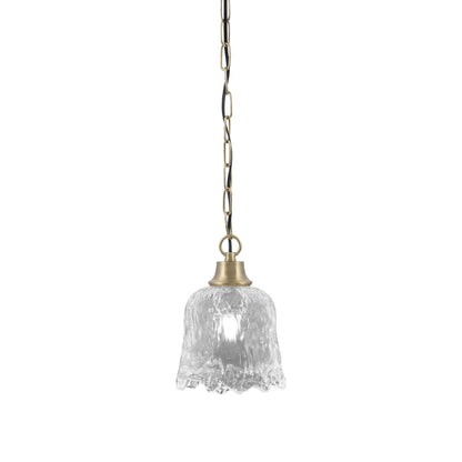 Toltec Chain 7in 1-Light Pendant | New Age Brass Steel and Clear Lava Glass | Kitchen Island & Dining Room | 7 x 9.5 in | Model 31-NAB-4230