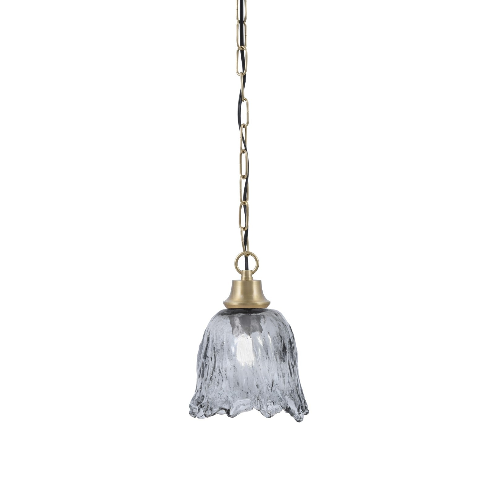 Toltec Chain 7in 1-Light Pendant | New Age Brass Steel and Smoke Lava Glass | Kitchen Island & Dining Room | 7 x 9.5 in | Model 31-NAB-4232