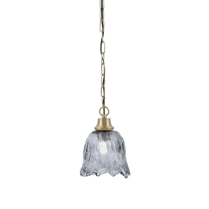 Toltec Chain 7in 1-Light Pendant | New Age Brass Steel and Smoke Lava Glass | Kitchen Island & Dining Room | 7 x 9.5 in | Model 31-NAB-4232