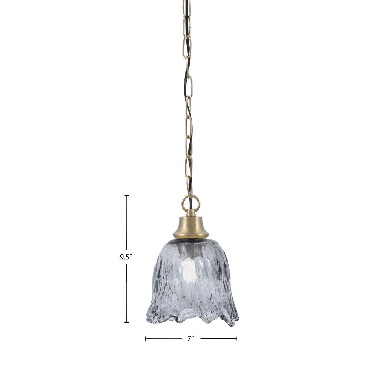 Toltec Chain 7in 1-Light Pendant | New Age Brass Steel and Smoke Lava Glass | Kitchen Island & Dining Room | 7 x 9.5 in | Model 31-NAB-4232
