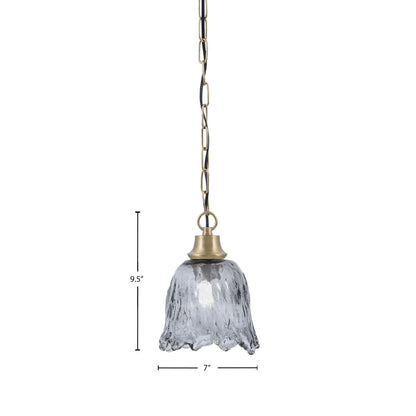 Toltec Chain 7in 1-Light Pendant | New Age Brass Steel and Smoke Lava Glass | Kitchen Island & Dining Room | 7 x 9.5 in | Model 31-NAB-4232