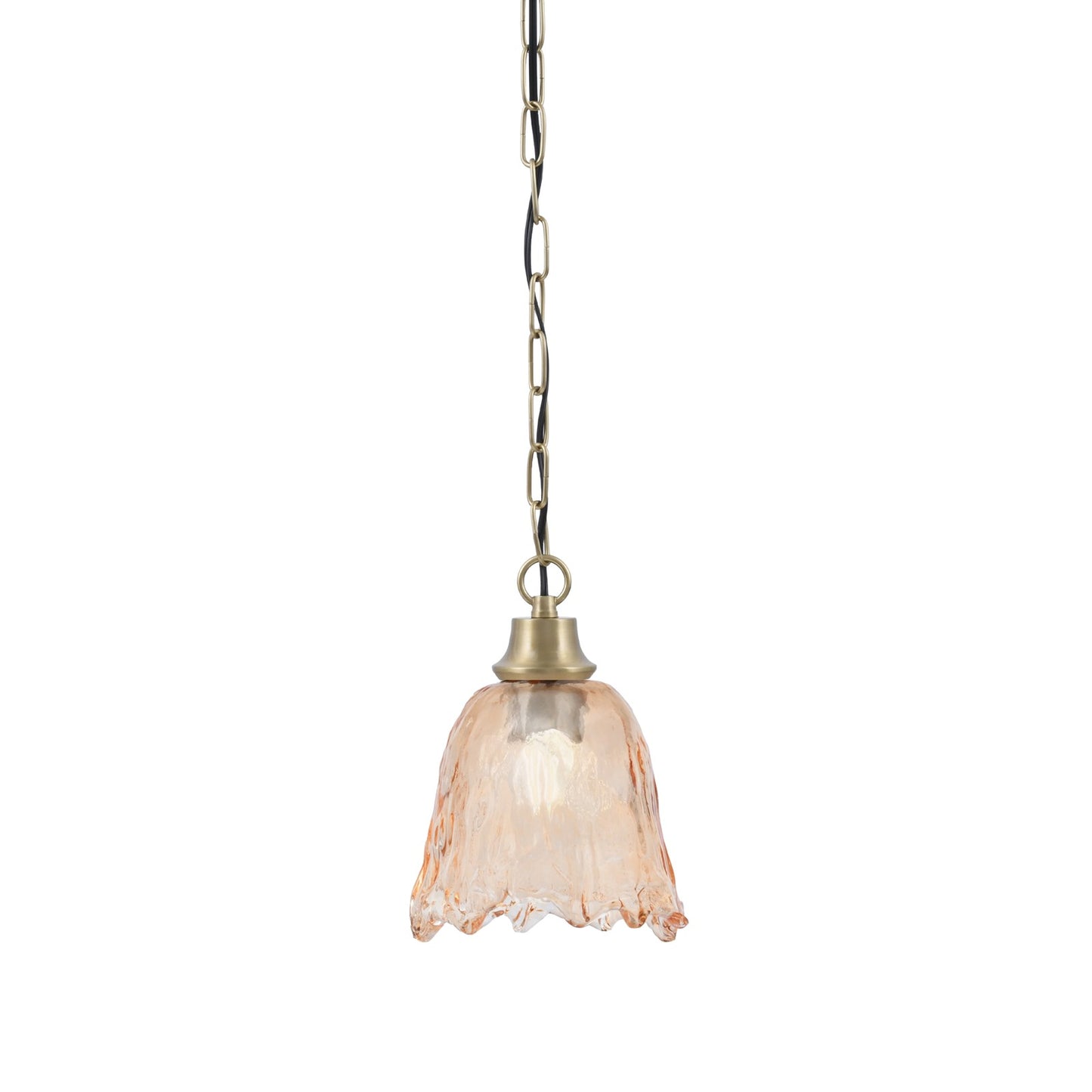 Toltec Chain 7in 1-Light Pendant | New Age Brass Steel and Amber Lava Glass | Kitchen Island & Dining Room | 7 x 9.5 in | Model 31-NAB-4233