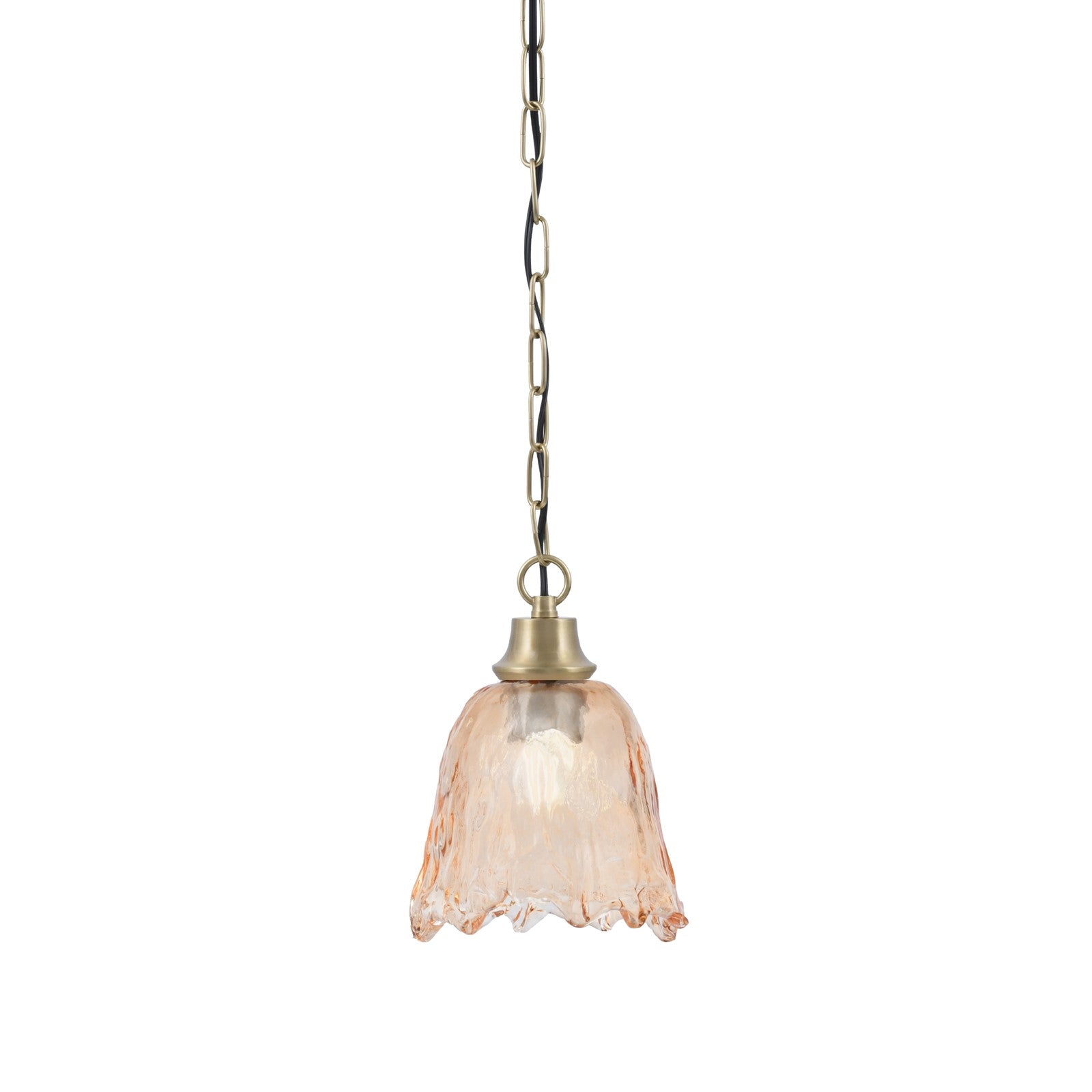 Toltec Chain 7in 1-Light Pendant | New Age Brass Steel and Amber Lava Glass | Kitchen Island & Dining Room | 7 x 9.5 in | Model 31-NAB-4233
