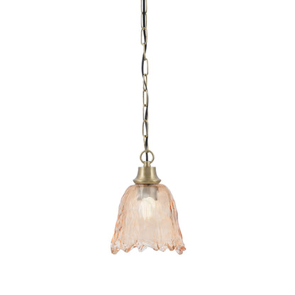 Toltec Chain 7in 1-Light Pendant | New Age Brass Steel and Amber Lava Glass | Kitchen Island & Dining Room | 7 x 9.5 in | Model 31-NAB-4233