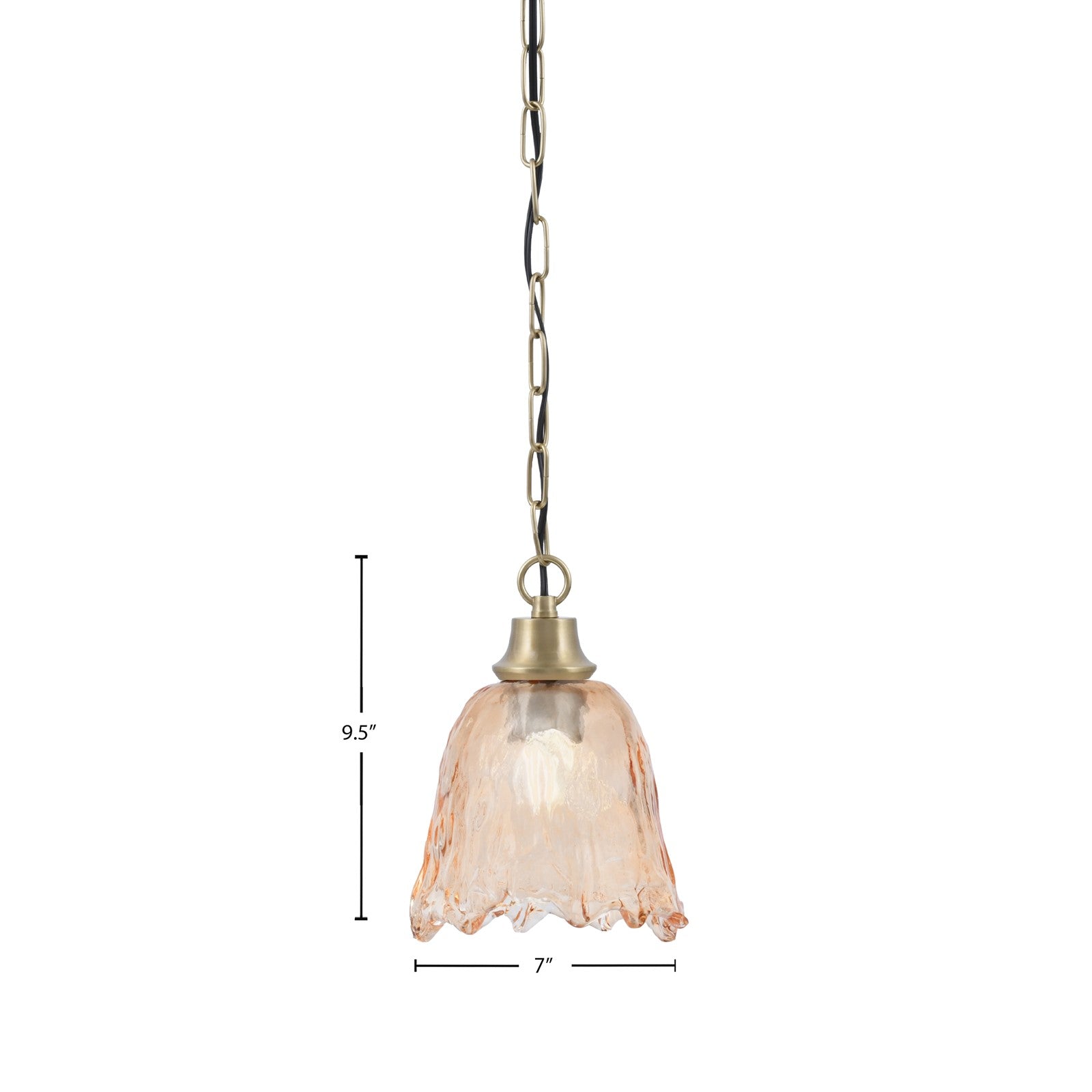 Toltec Chain 7in 1-Light Pendant | New Age Brass Steel and Amber Lava Glass | Kitchen Island & Dining Room | 7 x 9.5 in | Model 31-NAB-4233