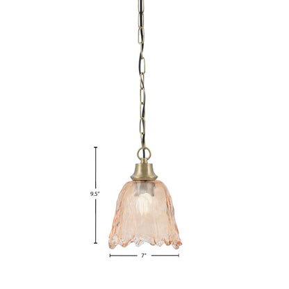 Toltec Chain 7in 1-Light Pendant | New Age Brass Steel and Amber Lava Glass | Kitchen Island & Dining Room | 7 x 9.5 in | Model 31-NAB-4233