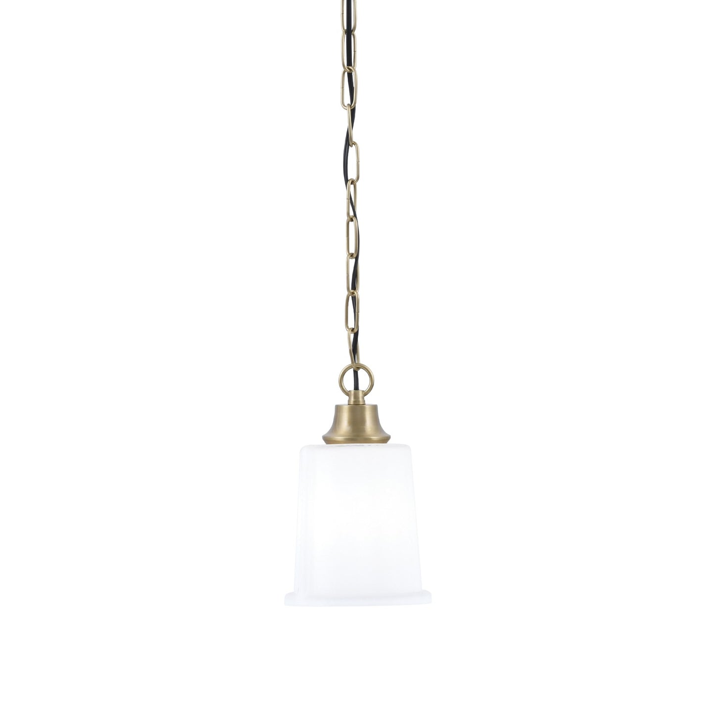 Toltec Chain 5.25in 1-Light Pendant | New Age Brass and White Opal Glass | Kitchen Island & Dining Room | 5.25 x 5.25 x 8.75 in | Model 31-NAB-5031