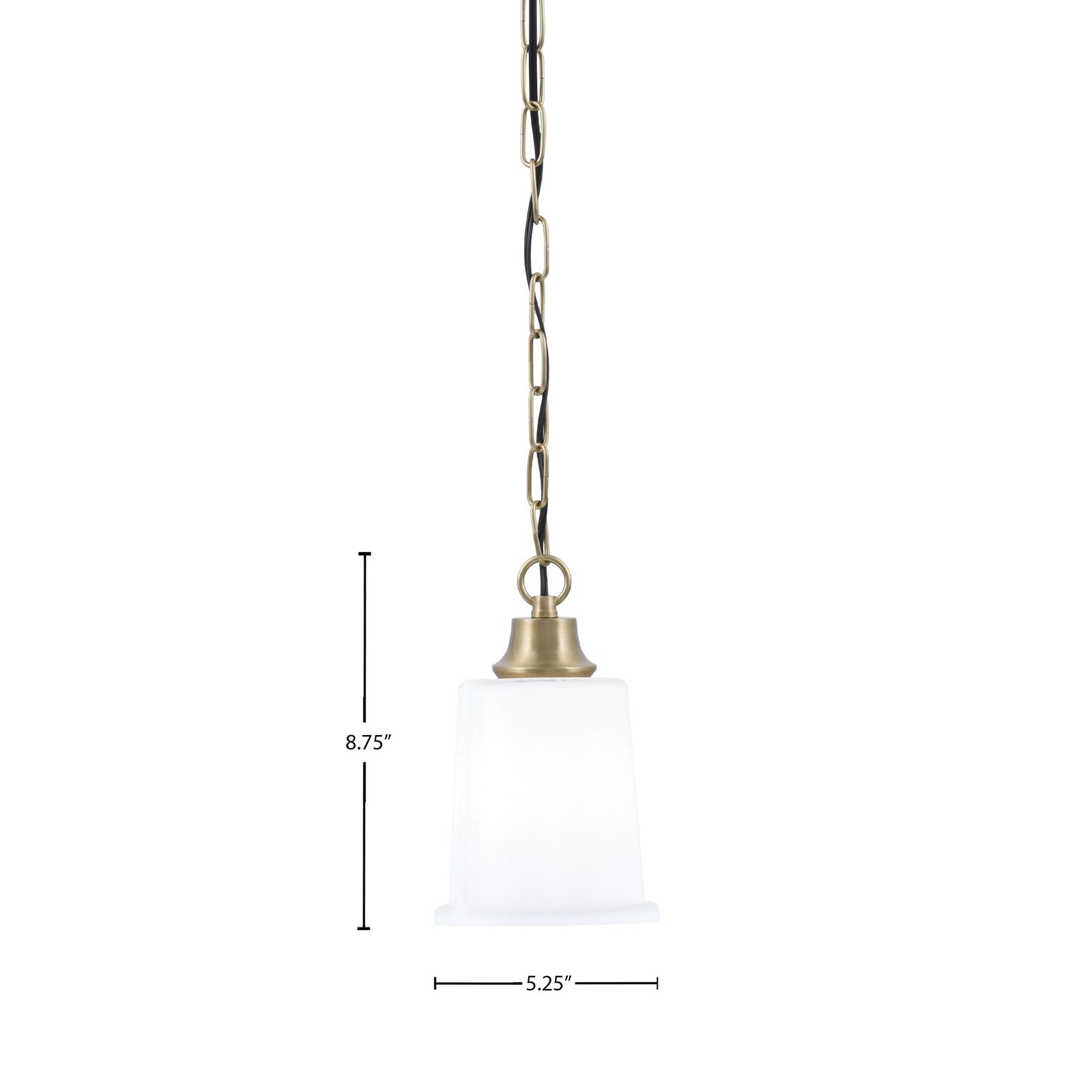 Toltec Chain 5.25in 1-Light Pendant | New Age Brass and White Opal Glass | Kitchen Island & Dining Room | 5.25 x 5.25 x 8.75 in | Model 31-NAB-5031