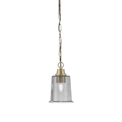 Toltec Chain 5.25in 1-Light Pendant | New Age Brass and Smoke Bubble Glass | Kitchen Island & Dining Room | 5.25 x 5.25 x 8.75 in | Model 31-NAB-5032