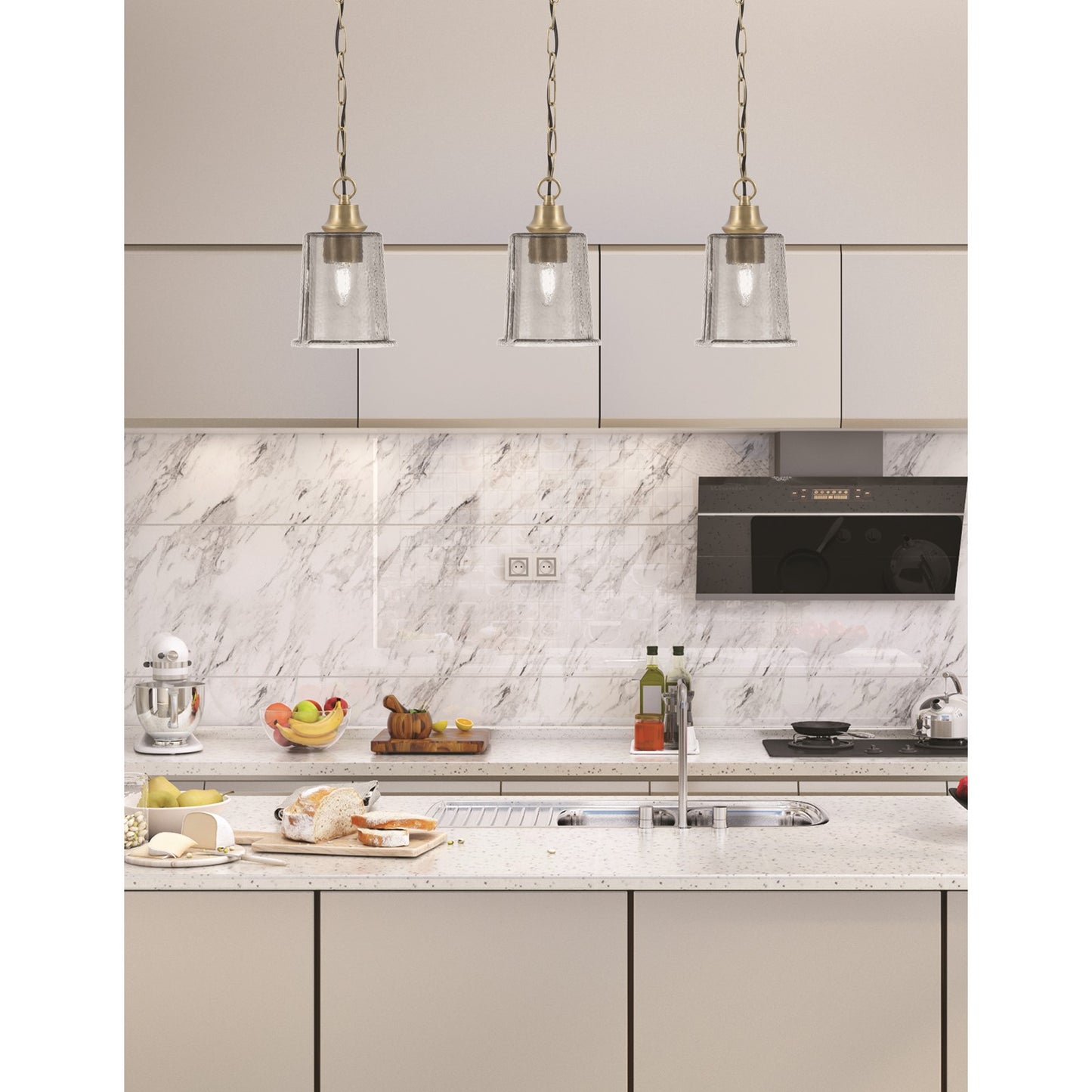 Toltec Chain 5.25in 1-Light Pendant | New Age Brass and Smoke Bubble Glass | Kitchen Island & Dining Room | 5.25 x 5.25 x 8.75 in | Model 31-NAB-5032