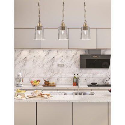 Toltec Chain 5.25in 1-Light Pendant | New Age Brass and Smoke Bubble Glass | Kitchen Island & Dining Room | 5.25 x 5.25 x 8.75 in | Model 31-NAB-5032