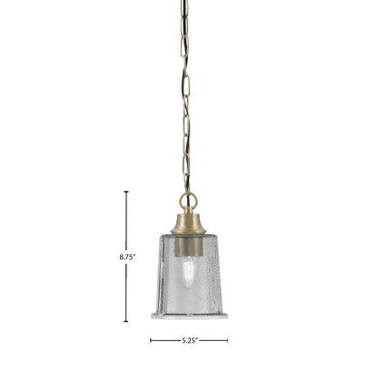 Toltec Chain 5.25in 1-Light Pendant | New Age Brass and Smoke Bubble Glass | Kitchen Island & Dining Room | 5.25 x 5.25 x 8.75 in | Model 31-NAB-5032