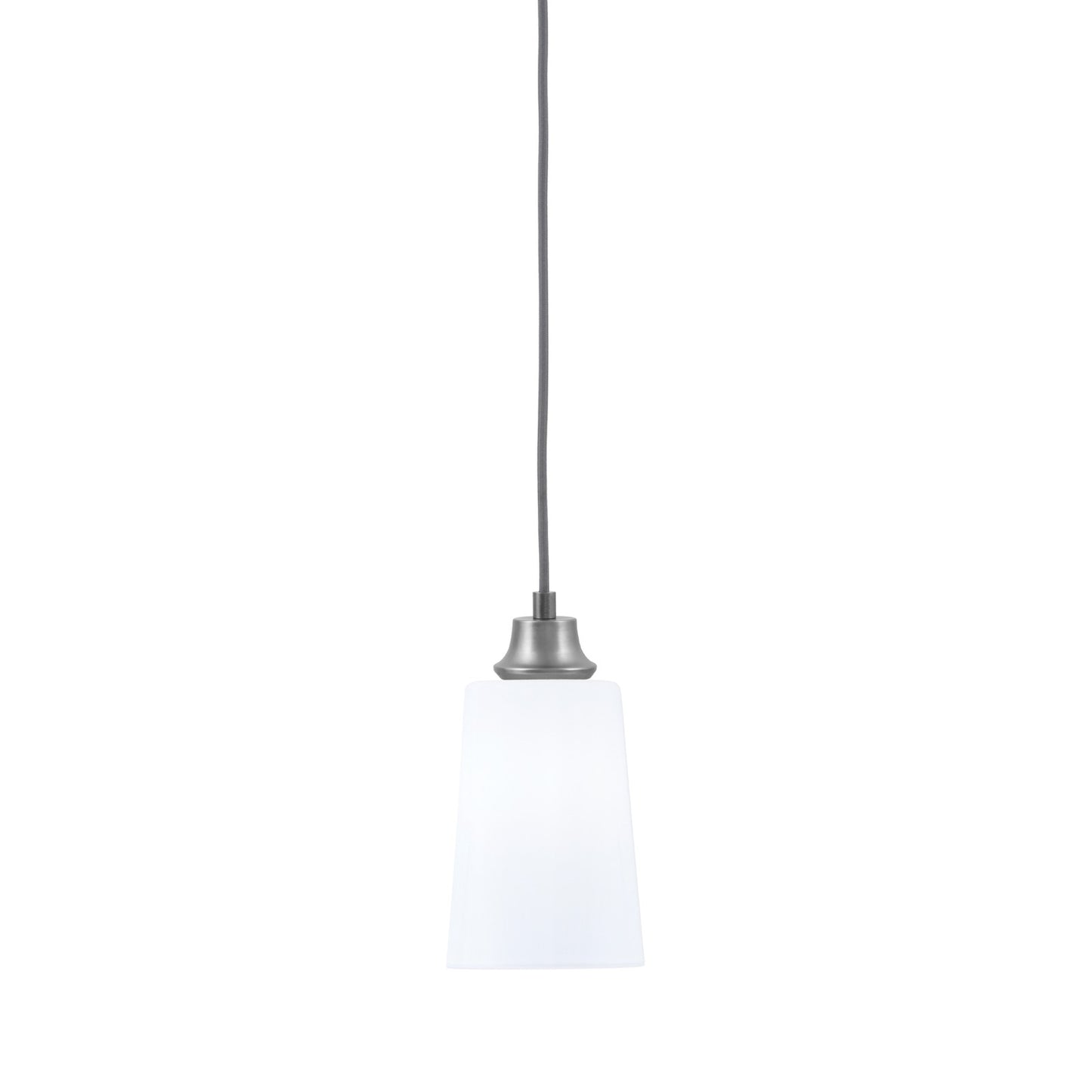 Toltec Cord Hung 1-Light Pendant | Graphite Steel and White Opal Glass | Kitchen Island & Dining Room | 4.5 x 4.5 x 8.75 in | Model 32-GP-261