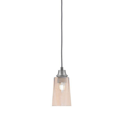 Toltec Cord Hung 1-Light Pendant | Graphite Steel and Amber Gradient Glass | Kitchen Island & Dining Room | 4.5 x 4.5 x 8.75 in | Model 32-GP-263