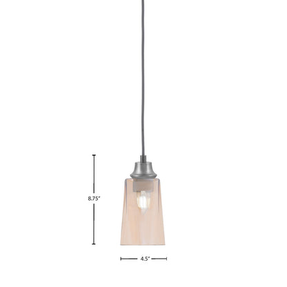 Toltec Cord Hung 1-Light Pendant | Graphite Steel and Amber Gradient Glass | Kitchen Island & Dining Room | 4.5 x 4.5 x 8.75 in | Model 32-GP-263