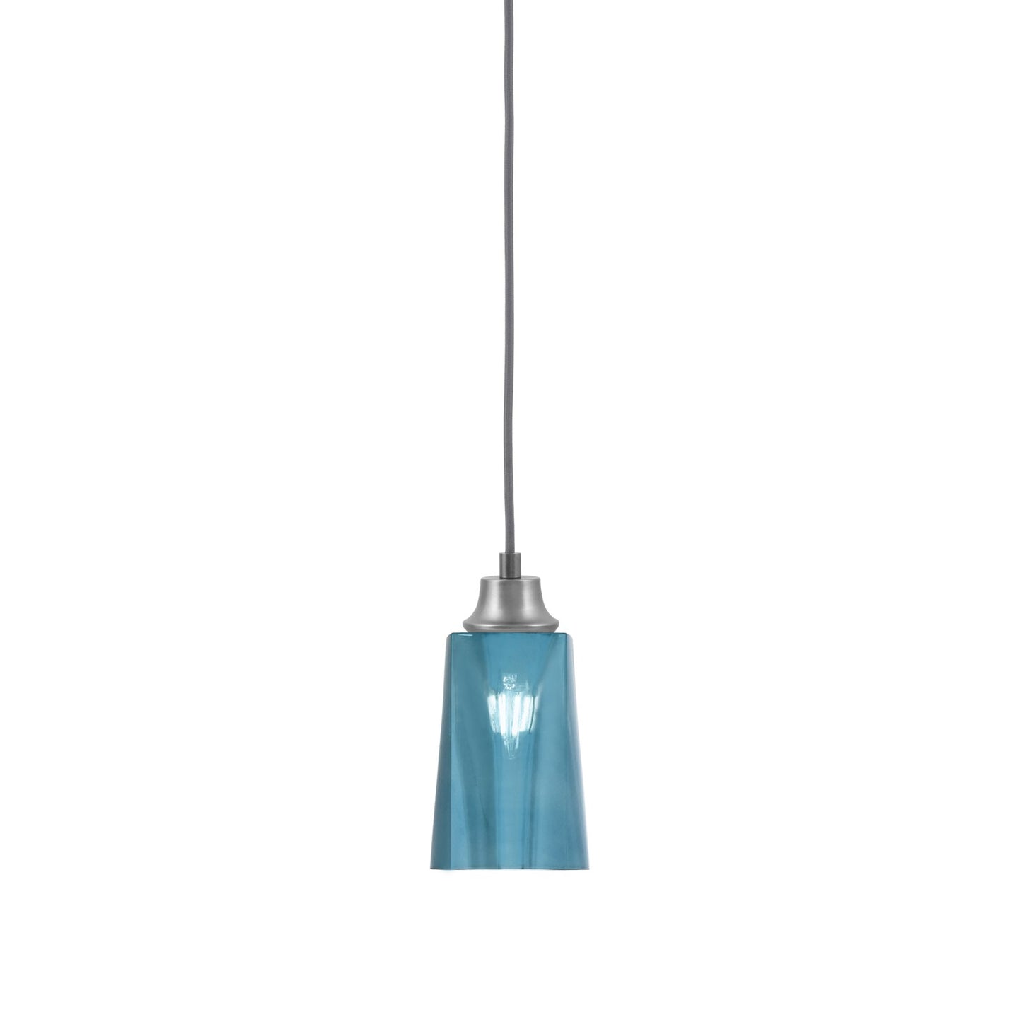 Toltec Cord 4.5in 1-Light Pendant | Graphite Steel and Blue Gradient Glass | Kitchen Island & Dining Room | 4.5 x 4.5 x 8.75 in | Model 32-GP-265