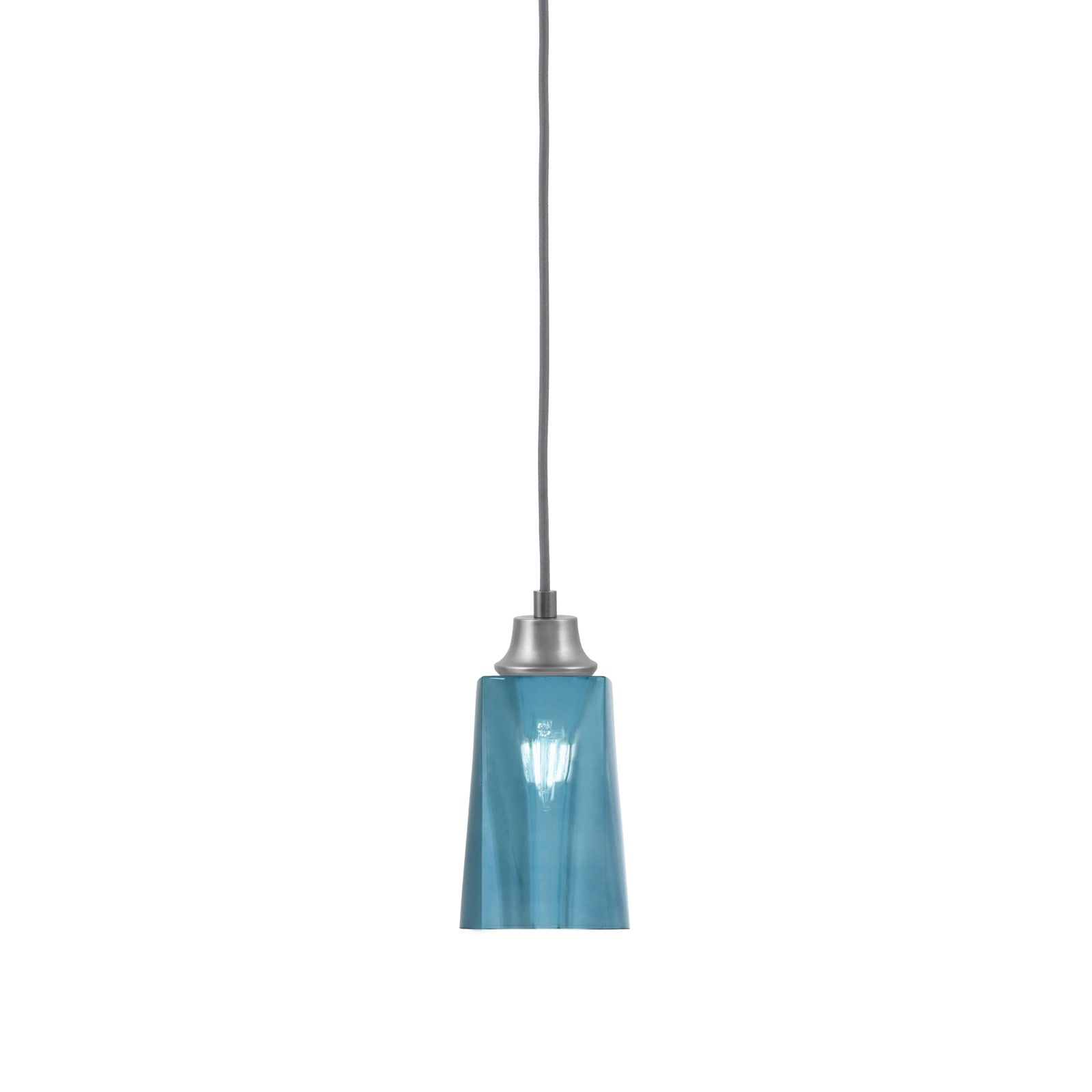 Toltec Cord 4.5in 1-Light Pendant | Graphite Steel and Blue Gradient Glass | Kitchen Island & Dining Room | 4.5 x 4.5 x 8.75 in | Model 32-GP-265