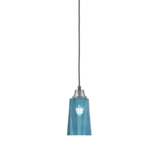 Toltec Cord 4.5in 1-Light Pendant | Graphite Steel and Blue Gradient Glass | Kitchen Island & Dining Room | 4.5 x 4.5 x 8.75 in | Model 32-GP-265